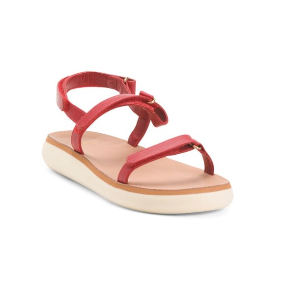 BEEK Lipstick Red Made In Brazil Leather Tyto Sandals - Picture 1 of 2
